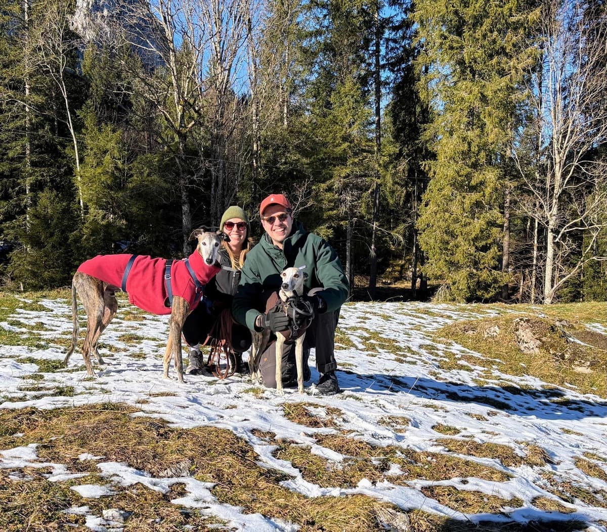 Rita and Toon with their dogs
